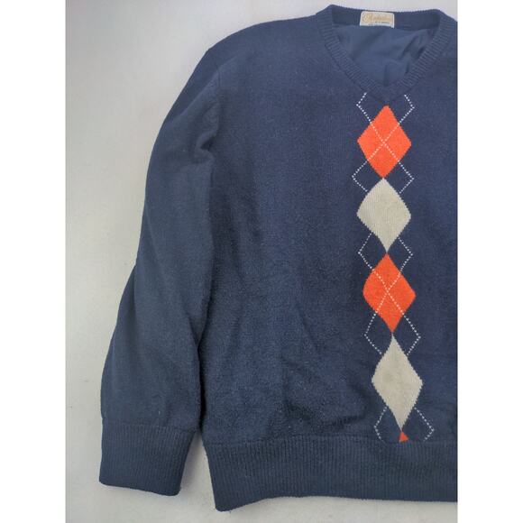 Auchterlonies St. Andrews Pullover Sweater Size XL Blue Argyle 80% Lambswool - Picture 3 of 13